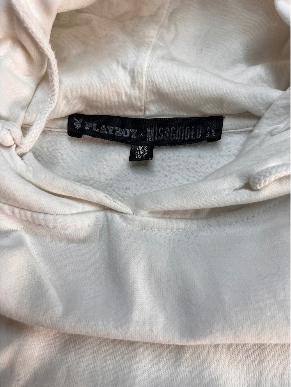 Playboy x Missguided Oversized White Hoodie Streetwear Y2K Embroidered Bunny S - Picture 8 of 8